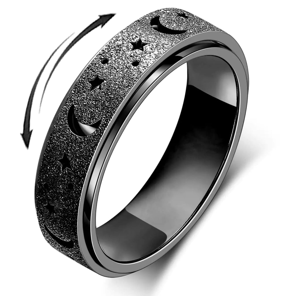 Black Spinner Ring Fidget Toy (Stainless Steel)